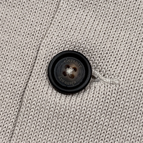 Eleventy Platinum Cotton Striped Tan Stand Collar Cardigan Sweater Mens 2XL - Picture 5 of 10